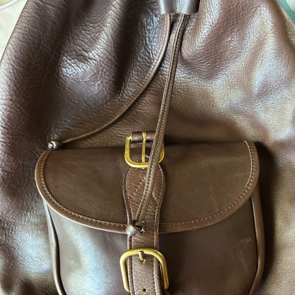 100% Leather Large M LONDON Vintage Backpack Maroon/Brown, Suede Interior Bag - Picture 8 of 13